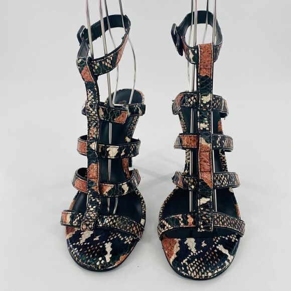 Charles by Charles David Sand Leather Snake Print Gladiator Size 7 - Picture 2 of 12